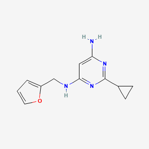 molecular formula C12H14N4O B1471631 2-cyclopropyl-N4-(furan-2-ylmethyl)pyrimidine-4,6-diamine CAS No. 1504426-64-5