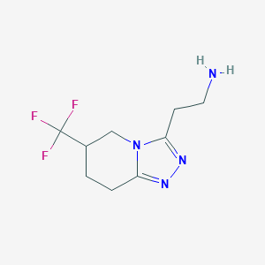 molecular formula C9H13F3N4 B1471641 2-[6-(trifluoromethyl)-5H,6H,7H,8H-[1,2,4]triazolo[4,3-a]pyridin-3-yl]ethan-1-amine CAS No. 1508853-61-9