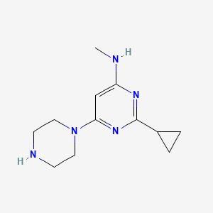 molecular formula C12H19N5 B1471652 2-cyclopropyl-N-methyl-6-(piperazin-1-yl)pyrimidin-4-amine CAS No. 1513527-66-6