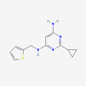 2-cyclopropyl-N4-(thiophen-2-ylmethyl)pyrimidine-4,6-diamine