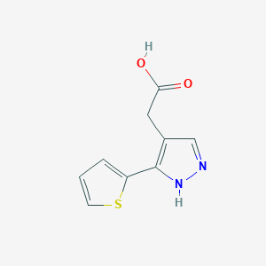 molecular formula C9H8N2O2S B1471731 2-(3-(thiophen-2-yl)-1H-pyrazol-4-yl)acetic acid CAS No. 1368980-54-4