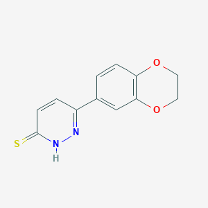 molecular formula C12H10N2O2S B1471735 6-(2,3-Dihydrobenzo[b][1,4]dioxin-6-yl)pyridazine-3-thiol CAS No. 1225715-97-8