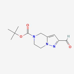 molecular formula C12H17N3O3 B1471756 tert-Butyl 2-formyl-6,7-dihydropyrazolo[1,5-a]pyrazine-5(4H)-carboxylate CAS No. 1286754-11-7