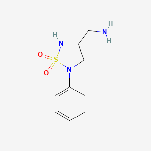 molecular formula C9H13N3O2S B1471764 4-(Aminomethyl)-2-phenyl-1,2,5-thiadiazolidine 1,1-dioxide CAS No. 1082367-91-6