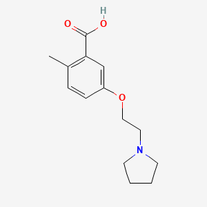 molecular formula C14H19NO3 B1471766 2-Methyl-5-[2-(pyrrolidin-1-yl)ethoxy]benzoic acid CAS No. 1266750-68-8