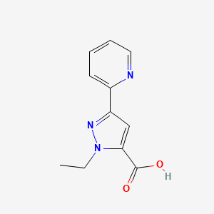 molecular formula C11H11N3O2 B1471767 1-ethyl-3-(pyridin-2-yl)-1H-pyrazole-5-carboxylic acid CAS No. 1480402-53-6