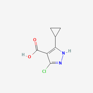 molecular formula C7H7ClN2O2 B1471769 5-chloro-3-cyclopropyl-1H-pyrazole-4-carboxylic acid CAS No. 1373611-77-8