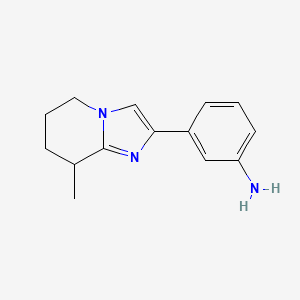 molecular formula C14H17N3 B1471776 3-{8-methyl-5H,6H,7H,8H-imidazo[1,2-a]pyridin-2-yl}aniline CAS No. 1267498-29-2
