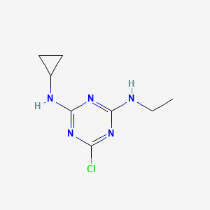 molecular formula C8H12ClN5 B14717832 6-Chloro-N~2~-cyclopropyl-N~4~-ethyl-1,3,5-triazine-2,4-diamine CAS No. 22936-85-2