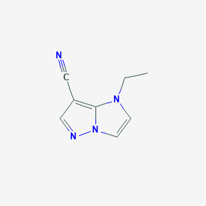 molecular formula C8H8N4 B1471819 1-ethyl-1H-imidazo[1,2-b]pyrazole-7-carbonitrile CAS No. 1368362-13-3