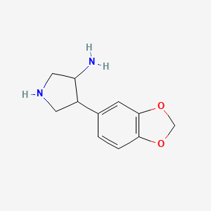 molecular formula C11H14N2O2 B1471820 4-(苯并[d][1,3]二氧杂环-5-基)吡咯烷-3-胺 CAS No. 1782580-91-9