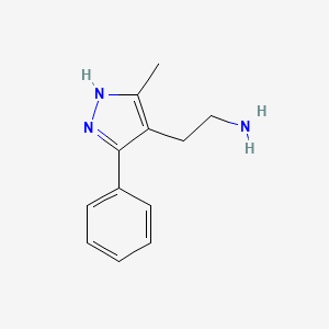 molecular formula C12H15N3 B1471824 2-(5-methyl-3-phenyl-1H-pyrazol-4-yl)ethan-1-amine CAS No. 1379001-28-1