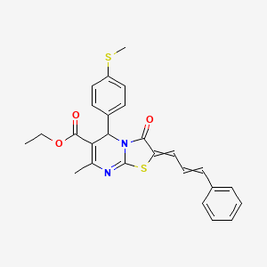 molecular formula C26H24N2O3S2 B14718250 Ethyl 7-methyl-5-[4-(methylsulfanyl)phenyl]-3-oxo-2-(3-phenylprop-2-en-1-ylidene)-2,3-dihydro-5H-[1,3]thiazolo[3,2-a]pyrimidine-6-carboxylate CAS No. 6997-60-0