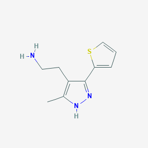 molecular formula C10H13N3S B1471826 2-(5-methyl-3-(thiophen-2-yl)-1H-pyrazol-4-yl)ethan-1-amine CAS No. 1383451-24-8