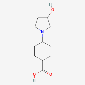 molecular formula C11H19NO3 B1471885 4-(3-Hydroxypyrrolidin-1-yl)cyclohexane-1-carboxylic acid CAS No. 1557022-76-0