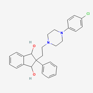 molecular formula C27H29ClN2O2 B14718897 2-{2-[4-(4-Chlorophenyl)piperazin-1-yl]ethyl}-2-phenyl-2,3-dihydro-1h-indene-1,3-diol CAS No. 21569-41-5