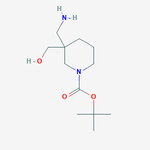 molecular formula C12H24N2O3 B1471892 3-Aminomethyl-3-hydroxymethyl-piperidine-1-carboxylic acid tert-butyl ester CAS No. 1781936-85-3