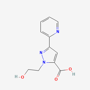 molecular formula C11H11N3O3 B1471900 1-(2-hydroxyethyl)-3-(pyridin-2-yl)-1H-pyrazole-5-carboxylic acid CAS No. 1530840-82-4