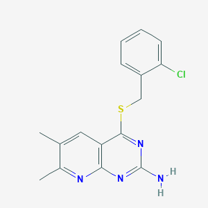 4-[(2-Chlorophenyl)methylsulfanyl]-6,7-dimethylpyrido[2,3-d]pyrimidin-2-amine