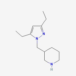 molecular formula C13H23N3 B1471925 3-((3,5-二乙基-1H-吡唑-1-基)甲基)哌啶 CAS No. 1555756-57-4