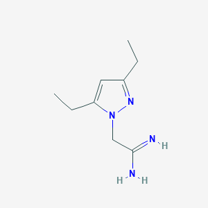 molecular formula C9H16N4 B1471940 2-(3,5-二乙基-1H-吡唑-1-基)乙酰亚胺 CAS No. 1555476-08-8