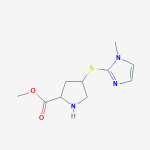 molecular formula C10H15N3O2S B1471976 methyl 4-((1-methyl-1H-imidazol-2-yl)thio)pyrrolidine-2-carboxylate CAS No. 1706430-73-0
