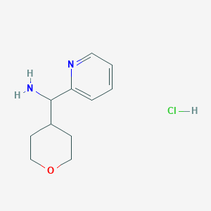 molecular formula C11H17ClN2O B1471981 pyridin-2-yl(tetrahydro-2H-pyran-4-yl)methanamine hydrochloride CAS No. 1864074-67-8