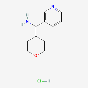 molecular formula C11H17ClN2O B1471986 pyridin-3-yl(tetrahydro-2H-pyran-4-yl)methanamine hydrochloride CAS No. 1864058-72-9