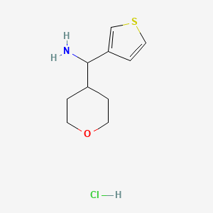 molecular formula C10H16ClNOS B1472043 (tetrahydro-2H-pyran-4-yl)(thiophen-3-yl)methanamine hydrochloride CAS No. 1864058-94-5