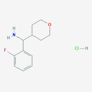 molecular formula C12H17ClFNO B1472044 (2-fluorophenyl)(tetrahydro-2H-pyran-4-yl)methanamine hydrochloride CAS No. 1864059-14-2