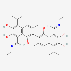 (2,2'-Binaphthalene)-1,1',6,6',7,7'-hexol, 8,8'-bis((E)-(ethylimino)methyl)-3,3'-dimethyl-5,5'-bis(1-methylethyl)-