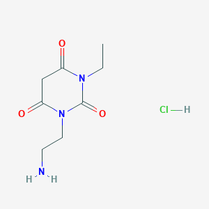 molecular formula C8H14ClN3O3 B1472090 1-(2-aminoethyl)-3-ethylpyrimidine-2,4,6(1H,3H,5H)-trione hydrochloride CAS No. 1823754-52-4