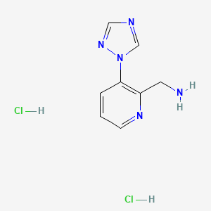 molecular formula C8H11Cl2N5 B1472101 [3-(1H-1,2,4-triazol-1-yl)pyridin-2-yl]methanamine dihydrochloride CAS No. 449756-96-1