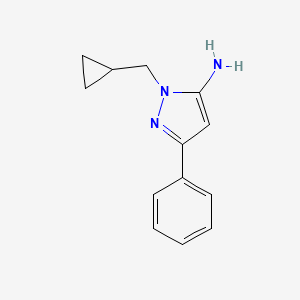 molecular formula C13H15N3 B1472113 1-(Cyclopropylmethyl)-3-phenyl-1H-pyrazol-5-amine CAS No. 1448855-50-2