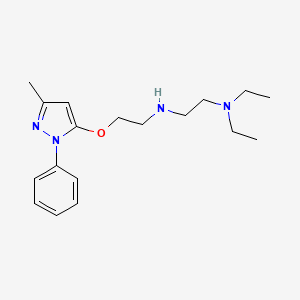 molecular formula C18H28N4O B14721291 Ethylenediamine, N,N-diethyl-N'-(2-(3-methyl-1-phenyl-5-pyrazolyloxy)ethyl)- CAS No. 15083-48-4