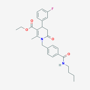 molecular formula C27H31FN2O4 B14721473 Ethyl 1-{[4-(butylcarbamoyl)phenyl]methyl}-4-(3-fluorophenyl)-2-methyl-6-oxo-1,4,5,6-tetrahydropyridine-3-carboxylate CAS No. 5990-39-6