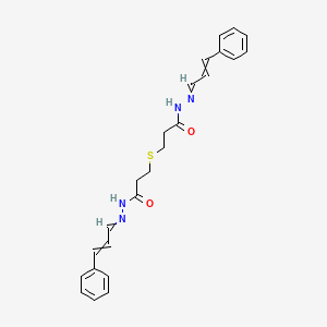 molecular formula C24H26N4O2S B14721503 N-(Cinnamylideneamino)-3-[2-[(cinnamylideneamino)carbamoyl]ethylsulfanyl]propanamide CAS No. 5457-17-0