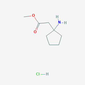 molecular formula C8H16ClNO2 B1472156 Methyl 2-(1-aminocyclopentyl)acetate hydrochloride CAS No. 1224474-26-3