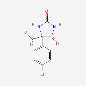 molecular formula C10H7ClN2O3 B14721596 4-(4-Chlorophenyl)-2,5-dioxoimidazolidine-4-carbaldehyde CAS No. 6630-46-2