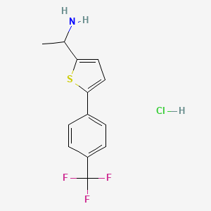 molecular formula C13H13ClF3NS B1472163 1-{5-[4-(三氟甲基)苯基]噻吩-2-基}乙-1-胺盐酸盐 CAS No. 1803605-88-0