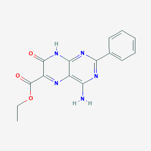 molecular formula C15H13N5O3 B14721748 ethyl 4-amino-7-oxo-2-phenyl-8H-pteridine-6-carboxylate CAS No. 10570-38-4