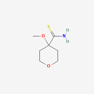 molecular formula C7H13NO2S B1472179 4-甲氧基氧杂环-4-硫代氨基甲酰胺 CAS No. 1600267-54-6