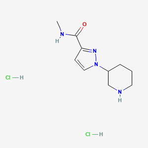 molecular formula C10H18Cl2N4O B1472180 N-methyl-1-(piperidin-3-yl)-1H-pyrazole-3-carboxamide dihydrochloride CAS No. 1795500-61-6