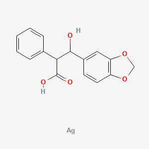 molecular formula C16H14AgO5 B14721902 3-(1,3-Benzodioxol-5-yl)-3-hydroxy-2-phenylpropanoic acid;silver CAS No. 5450-49-7