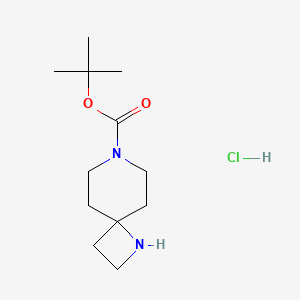 molecular formula C12H23ClN2O2 B1472193 1,7-Diaza-spiro[3.5]nonane-7-carboxylic acid tert-butyl ester hydrochloride CAS No. 1955492-91-7