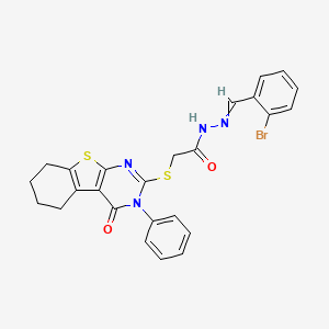 molecular formula C25H21BrN4O2S2 B14721970 N-[(2-bromophenyl)methylideneamino]-2-[(4-oxo-3-phenyl-5,6,7,8-tetrahydro-[1]benzothiolo[2,3-d]pyrimidin-2-yl)sulfanyl]acetamide CAS No. 6524-40-9