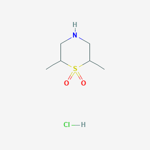 molecular formula C6H14ClNO2S B1472207 2,6-Dimethylthiomorpholine 1,1-dioxide hydrochloride CAS No. 1803601-97-9