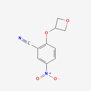 molecular formula C10H8N2O4 B1472209 5-Nitro-2-(oxetan-3-yloxy)benzonitrile CAS No. 1467036-98-1