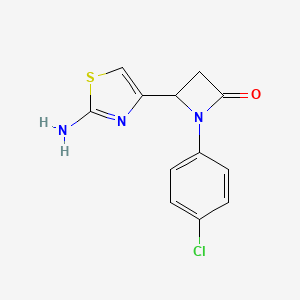 molecular formula C12H10ClN3OS B14722386 4-(2-Amino-1,3-thiazol-4-yl)-1-(4-chlorophenyl)azetidin-2-one 