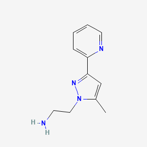 molecular formula C11H14N4 B1472248 2-(5-methyl-3-(pyridin-2-yl)-1H-pyrazol-1-yl)ethan-1-amine CAS No. 1508340-56-4